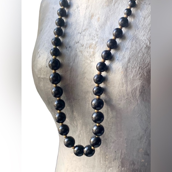 Vintage Black Beaded Necklace Business Career Women’s Jewelry - Picture 3 of 7